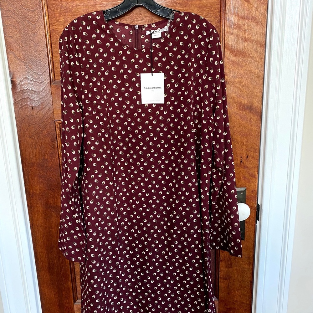 Glamorous Tall long sleeve shift floral dress